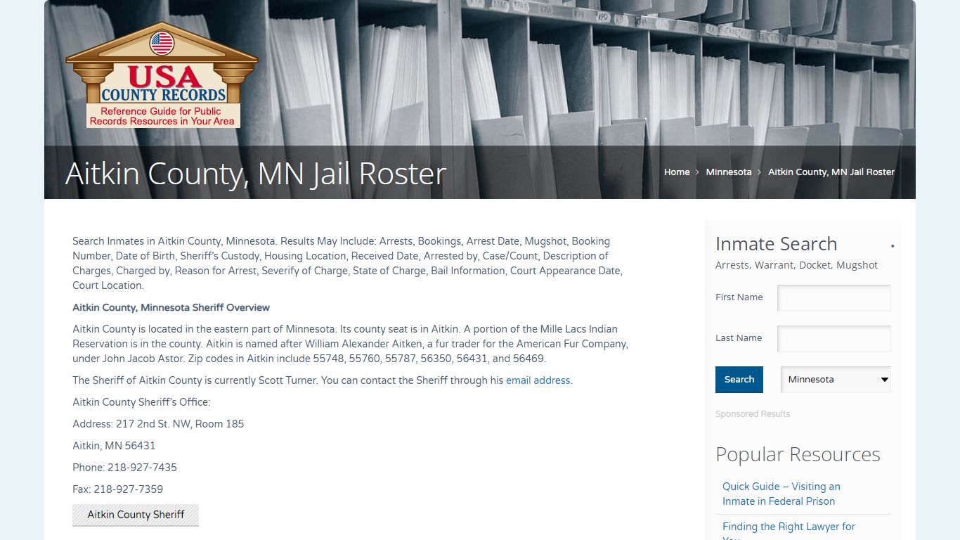Aitkin County, MN Jail Roster | Name Search
